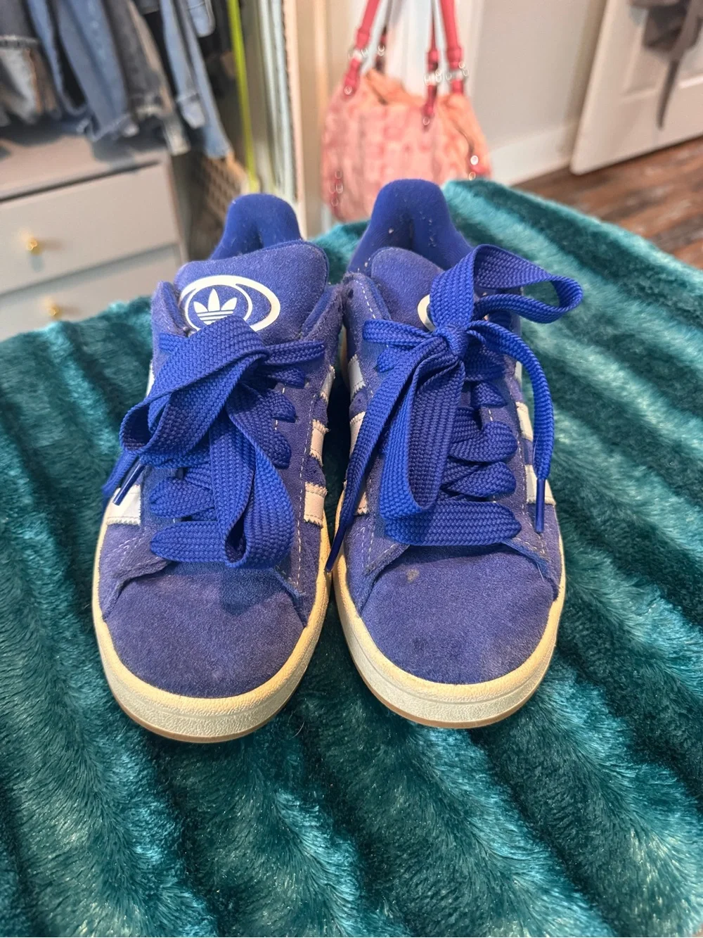 adidas Kids Campus Suede Sneakers in Royal Blue with White Stripes